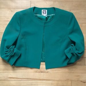 Anne Klein Emerald Jacket with 3/7 Ruched Sleeves